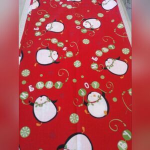 FABRIC Christmas Penguins on Red Background 1 Yard 44 x 36 Cotton